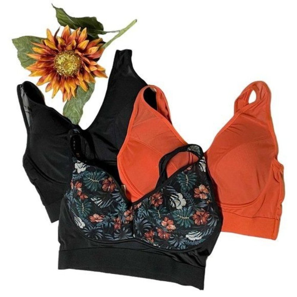 Rhonda Shear 3-pack Mesh Front Leisure Bra X LARGE